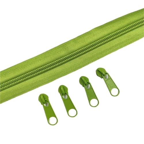OZLCUA 1/2/3/5/8/10 Meters 5# Long Nylon Zippers Rolls with 2/4/6/10/16/20 Pieces Zipper Slider for Tailor Sewing Accessories(Green,2 Meter 4 Slider) von OZLCUA
