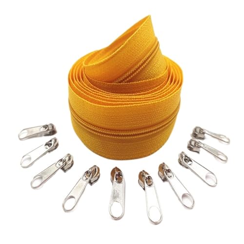 OZLCUA 1/2/3/5/8/10 Meters Long Nylon Zippers Rolls with 2/4/6/10/16/20 Pieces Zipper Slider for Tailor Sewing Accessories(Orange,2 Meter 4 Slider) von OZLCUA