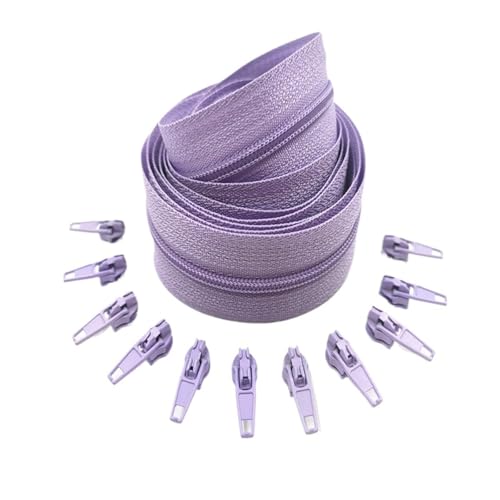 OZLCUA 1/2/3/5/8/10 Meters Long Nylon Zippers Rolls with 2/4/6/10/16/20 Pieces Zipper Slider for Tailor Sewing Accessories(Purple,2 Meter 4 Slider) von OZLCUA