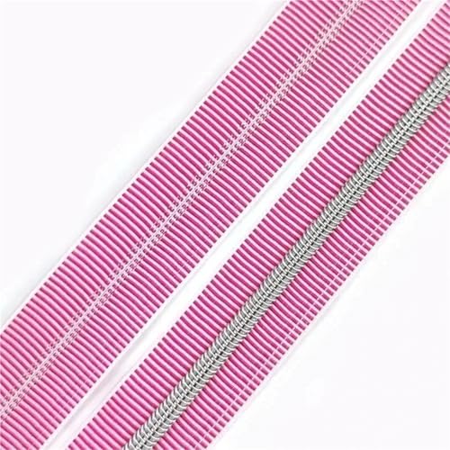 OZLCUA 1-10M 5# Stripe Sewing Coil Zipper for Nylon Zips Bags Garment Decor Zip Tape by Meter Zippers Repair Kit DIY Accessories(Pink,10Meters) von OZLCUA