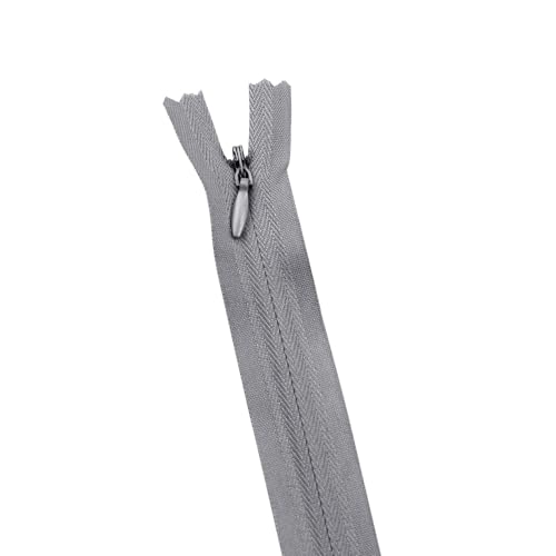 OZLCUA 10Pcs/Pack 28cm 35cm 40cm 45cm 50cm 55cm 60cm 3# Invisible Zipper Nylon Coil Zipper for DIY Handcraft Cloth Sewing Accessories(Gray,55cm) von OZLCUA