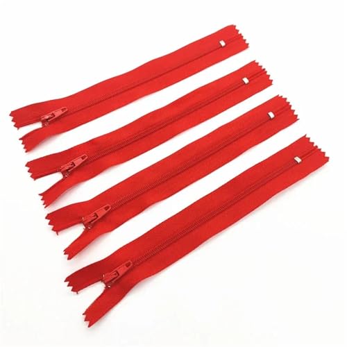 OZLCUA 10Pcs 3# 7.5Cm-60Cm (3-24 Inches) Closed Nylon Coil Zipper Suitable for Clothes Zippers for Sewing(Red,12.5cm) von OZLCUA