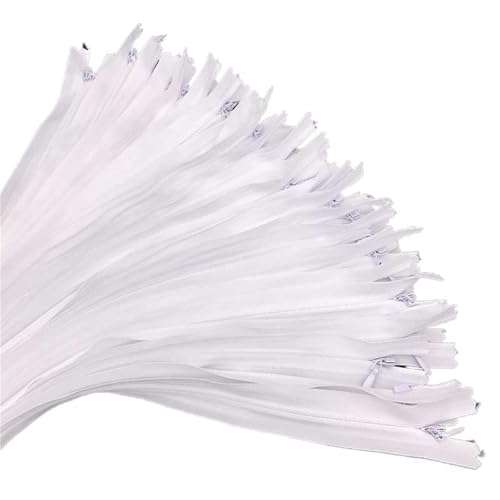 OZLCUA 10Pcs Nylon Invisible Zippers 15-60cm(6Inch-24Inch) Black White Invisible Coil Zipper for Tailor Sewer Sewing Craft Home Textile(White,45cm) von OZLCUA