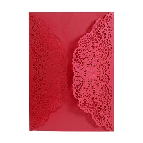OZLCUA 25/50 Stücke Laser Cut Hochzeitseinladungskarten Spitze Blume Business Grußkarten Geburtstag Brautdusche Hochzeit Party Dekoration(Red,50pcs) von OZLCUA