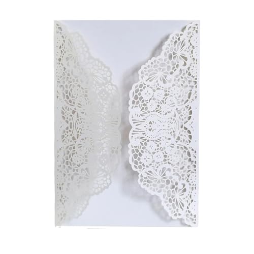OZLCUA 25/50 Stücke Laser Cut Hochzeitseinladungskarten Spitze Blume Business Grußkarten Geburtstag Brautdusche Hochzeit Party Dekoration(White,25pcs) von OZLCUA
