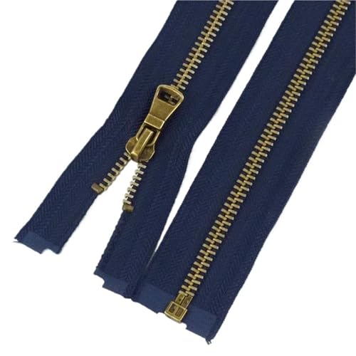 OZLCUA 2Pcs 5# Copper Metal Zippers 40/50/60/70/80cm Open-End Zips Backpack Bag Jacket Clothing Decor Zipper Repair Sewing Accessory(Blue,5-80cm) von OZLCUA