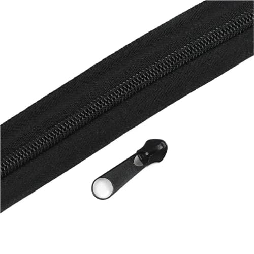 OZLCUA 3/5/10M 3# 5# Sewing Nylon Zipper Slider Pillow Clothes Coil Zips Garment Zippers Puller Head Closure Bag Repair Kit Accessories(Black,3MZips 3PcsSliders) von OZLCUA