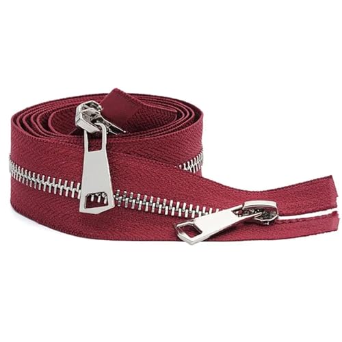 OZLCUA 30/40/50/60/70/80cm 5# Colorful Open-end Double Sliders Silver Metal Zipper DIY Handcraft for Cloth Pocket Garment(Red,A 10cm) von OZLCUA