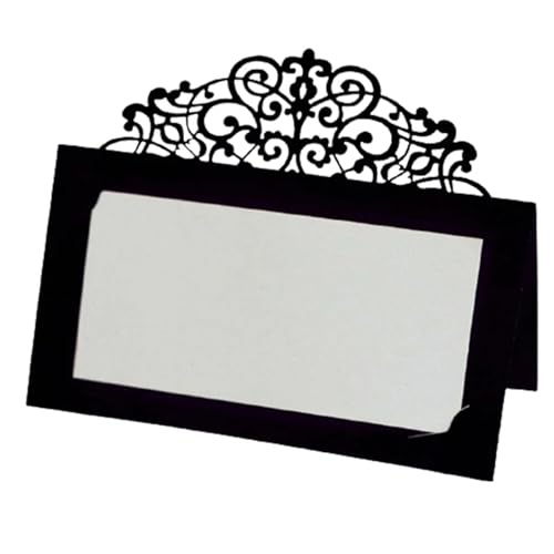 OZLCUA 50/100 Stück Vintage Blumen Lasergeschnittene Tischkarten mit Spitze, Namenskarten, Nachrichten, Tischkarten for Hochzeiten, Geburtstage, Partys, Gastgeschenke(Black,50Pcs) von OZLCUA