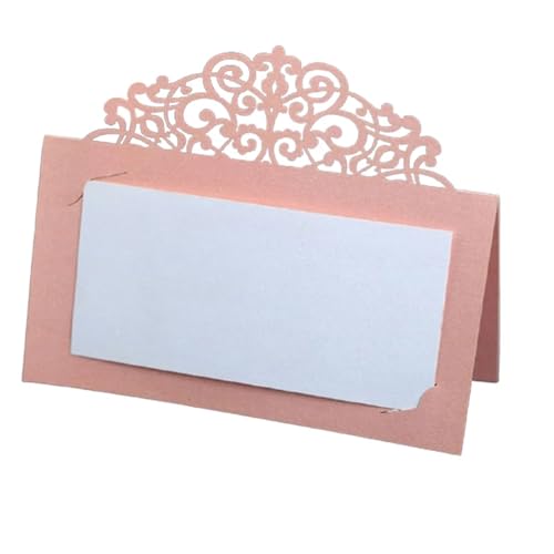 OZLCUA 50/100 Stück Vintage Blumen Lasergeschnittene Tischkarten mit Spitze, Namenskarten, Nachrichten, Tischkarten for Hochzeiten, Geburtstage, Partys, Gastgeschenke(Pink,50Pcs) von OZLCUA