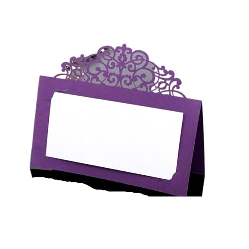 OZLCUA 50/100 Stück Vintage Blumen Lasergeschnittene Tischkarten mit Spitze, Namenskarten, Nachrichten, Tischkarten for Hochzeiten, Geburtstage, Partys, Gastgeschenke(Purple,50Pcs) von OZLCUA