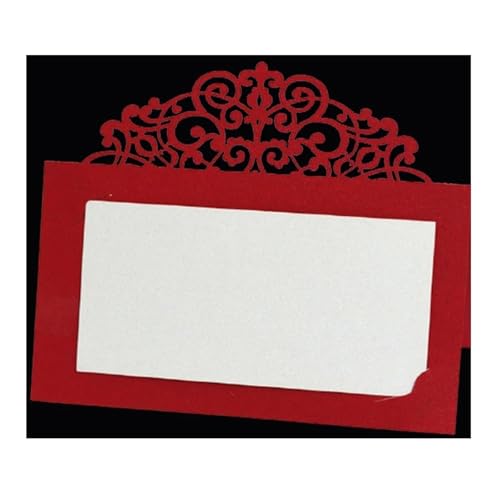 OZLCUA 50/100 Stück Vintage Blumen Lasergeschnittene Tischkarten mit Spitze, Namenskarten, Nachrichten, Tischkarten for Hochzeiten, Geburtstage, Partys, Gastgeschenke(Red,50Pcs) von OZLCUA