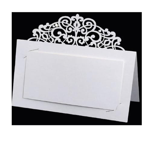 OZLCUA 50/100 Stück Vintage Blumen Lasergeschnittene Tischkarten mit Spitze, Namenskarten, Nachrichten, Tischkarten for Hochzeiten, Geburtstage, Partys, Gastgeschenke(White,50Pcs) von OZLCUA