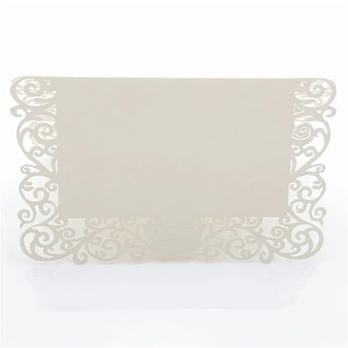 OZLCUA 50 Stück Perlglanz-Spitze-Namens-Tischkarten Hochzeitsdekoration Tischdekoration Tischname Nachricht Grußkarte Event Party Supplies(Beige) von OZLCUA