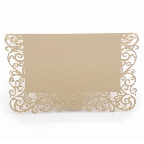 OZLCUA 50 Stück Perlglanz-Spitze-Namens-Tischkarten Hochzeitsdekoration Tischdekoration Tischname Nachricht Grußkarte Event Party Supplies(Gold) von OZLCUA