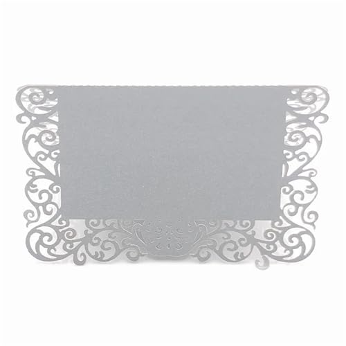 OZLCUA 50 Stück Perlglanz-Spitze-Namens-Tischkarten Hochzeitsdekoration Tischdekoration Tischname Nachricht Grußkarte Event Party Supplies(Gray) von OZLCUA