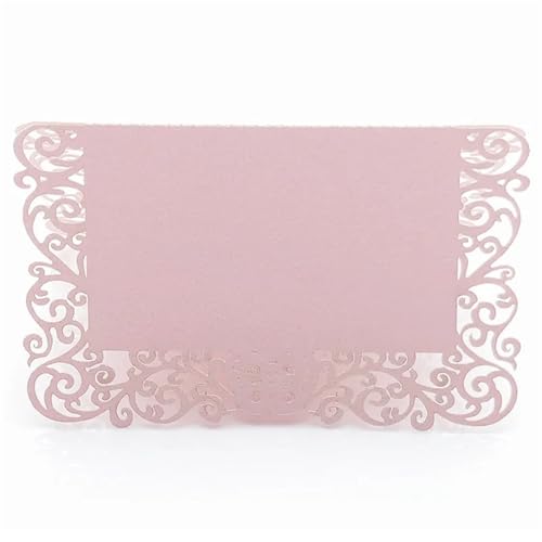 OZLCUA 50 Stück Perlglanz-Spitze-Namens-Tischkarten Hochzeitsdekoration Tischdekoration Tischname Nachricht Grußkarte Event Party Supplies(Pink) von OZLCUA