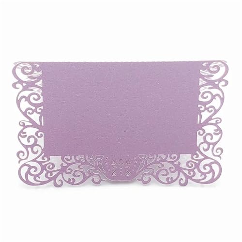 OZLCUA 50 Stück Perlglanz-Spitze-Namens-Tischkarten Hochzeitsdekoration Tischdekoration Tischname Nachricht Grußkarte Event Party Supplies(Purple) von OZLCUA