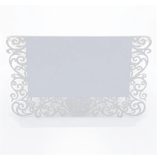 OZLCUA 50 Stück Perlglanz-Spitze-Namens-Tischkarten Hochzeitsdekoration Tischdekoration Tischname Nachricht Grußkarte Event Party Supplies(White) von OZLCUA
