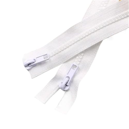 OZLCUA 5ps Resin Zippers Double Slider Open Ended Zipper for Sleeping Bags Sofa Garments Craft Sewing(White,60cm) von OZLCUA