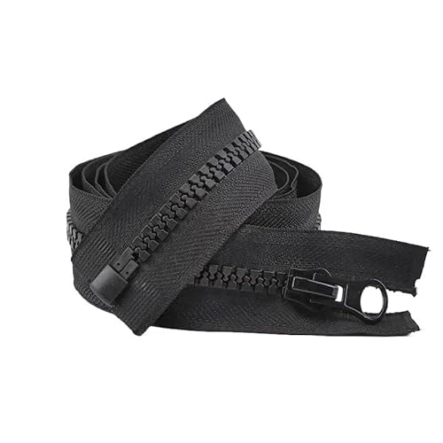 OZLCUA 8# Resin Zipper 60-300cm Open-End Single Sliders Sewing Zips Clothes Backpack Tent Coat Garment Zippers Repair Kit(Black,90cm) von OZLCUA