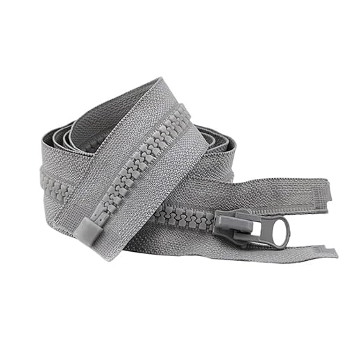 OZLCUA 8# Resin Zipper 60-300cm Open-End Single Sliders Sewing Zips Clothes Backpack Tent Coat Garment Zippers Repair Kit(Gray,90cm) von OZLCUA