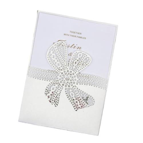OZLCUA Einladung mit Spitzenschleife, Laserschnitt, Einladungskarte zur Hochzeit, Verlobung, Geburtstag, Taufe, elegant(White,50 PCS) von OZLCUA