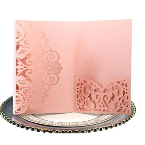 OZLCUA Elegante Krone Laser Cut Hochzeit Einladung Grußkarte Hochzeit Party Geschenk Liefert Dekoration(Pink) von OZLCUA