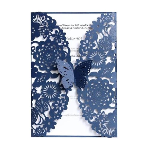 OZLCUA Hochzeitseinladungen 10/20/50 stücke Schmetterling Hochzeit Einladung Karte Laser Cut Blume Einladung Abdeckung Festival Party Grußkarte(10pcs) von OZLCUA