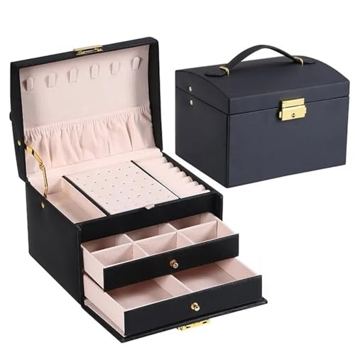 Schmuckaufbewahrung Schmuck-Aufbewahrungsbox, 1 Stück, multifunktional, dreilagig, Leder, Schubladen-Stil, Schmuckschatulle, Ohrringe, Ohrringe, Schloss, Schmuckschatulle Schmuckaufbewahrungsbox(Color Schmuckaufbewahrung Schmuck-Aufbewahrungsbox, 1 Stück, multifunktional, dreilagig, Leder, Schubladen-Stil, Schmuckschatulle, Ohrringe, Ohrringe, Schloss, Schmuckschatulle Schmuckaufbewahrungsbox(Color von OZLCUA