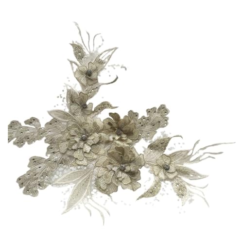 1 Stück Blumen-Hochzeitskleid-Applikation, Spitzenstoff, Stickerei, Nähte for Kleid, DIY-Dekoration, 39 x 28 cm (Color : C-1, Size : One size) von OZLSC
