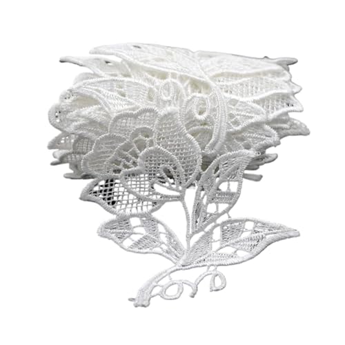 1 Yard floral bestickter Spitzenstoffbesatz DIY Nähapplikation (Color : White, Size : 1Yard) von OZLSC