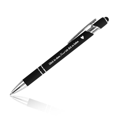 Kugelschreiber mit Gravur Stift Geschenk für Freund Geburtstag Geschenk Kleines Freundschaft Geschenke für Beste Gute Freunde Geburtstagsgeschenk Geschenkidee für Männer Glücksstift Metall Schwarz von OZOSHINE