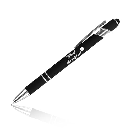 Stift Glücksstift Kugelschreiber Metall Inspirierende Glücksbringer Motivierende Motivationsgeschenke Druckkugelschreiber mit Gravur Schwarz Geschenke für Frauen Männer Lehrer Kollege Studenten von OZOSHINE