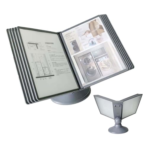 Akten-Organizer füR Schreibtisch – Drehbares Aktenregal füR Schreibtisch, 10 Doppelseitige Anzeigetaschen, Referenz-Organizer, zur Aufbewahrung A4-Posterdokumenten BüRo/Hause,Grey Akten-Organizer füR Schreibtisch – Drehbares Aktenregal füR Schreibtisch, 10 Doppelseitige Anzeigetaschen, Referenz-Organizer, zur Aufbewahrung A4-Posterdokumenten BüRo/Hause,Grey von OZTYSGXM