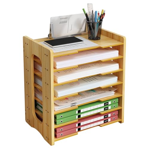 OZTYSGXM Aktenablage 7 Ablagen, Multifunktionaler Aktenhalter Aus Holz füR Den Schreibtisch mit GeräUmigem Design füR Die Arbeitsplatte, Hohe Tragkraft füR das Homeoffice,Style1 von OZTYSGXM