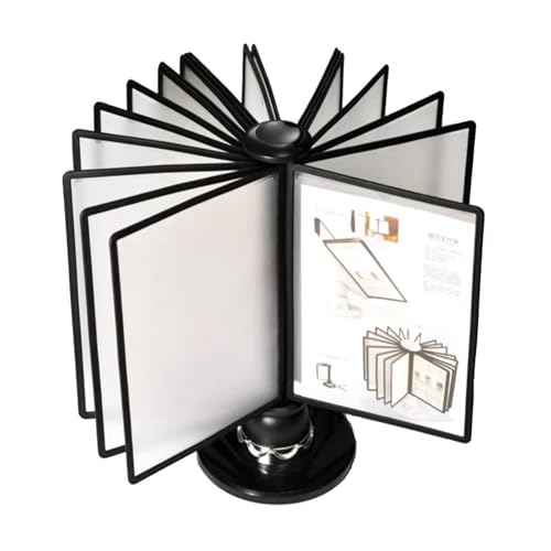 OZTYSGXM Drehbarer Desktop-Dokumentenhalter - Desktop-Flip-Display-Ordner (20 Doppelseitige Paneele, 40 Blatt KapazitäT), Katalog-Display-Rack füR Aufbewahrung A4-Dokumenten,Black von OZTYSGXM