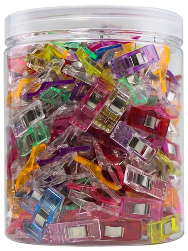 Nähklammern, 200 Stück, Nähklammern für Stoff, Stoffklammern zum Nähen und Quilten, Quilt-Clips zum Binden, Nähzubehör und Zubehör (9 Farben) von OZXTYO