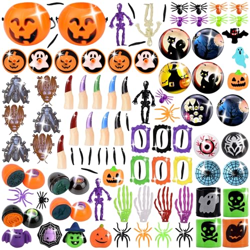 OZXVXZO 100 Stück Halloween Party Mitgebsel Kindergeburtstag, Party Bag Fillers Unise,Enthält Spinnenringe, Geisterzähne, Kürbiskörbe, Skelettfiguren usw für Halloween Kinder Party Geburstag OZXVXZO 100 Stück Halloween Party Mitgebsel Kindergeburtstag, Party Bag Fillers Unise,Enthält Spinnenringe, Geisterzähne, Kürbiskörbe, Skelettfiguren usw für Halloween Kinder Party Geburstag von OZXVXZO