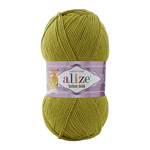 Alize 5 x 100g Cotton Gold: Öko-Tex-zertifiziert, Türkische Premium-Wolle aus Baumwolle und Acryl | Ideal zum Häkeln & Stricken für Babykleidung, Schals. Qualitätsgarn (193) von OZYOL