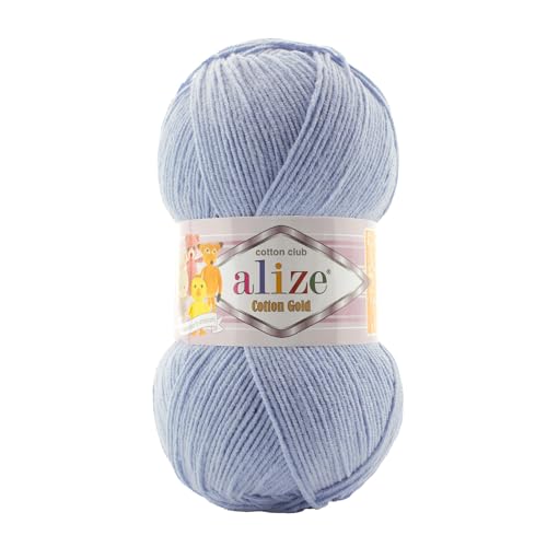 Alize 5 x 100g Cotton Gold: Öko-Tex-zertifiziert, Türkische Premium-Wolle aus Baumwolle und Acryl | Ideal zum Häkeln & Stricken für Babykleidung, Schals. Qualitätsgarn (481) von OZYOL