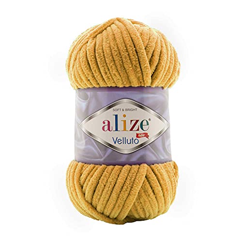Alize Velluto – 100g Mikropolyester, Samtig Weiches Plüschgarn zum Stricken & Häkeln, Flauschige Wolle für Decken, Kissen, Amigurumi & Kleidung (02) von OZYOL
