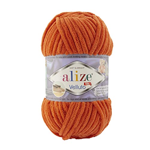 Alize Velluto – 100g Mikropolyester, Samtig Weiches Plüschgarn zum Stricken & Häkeln, Flauschige Wolle für Decken, Kissen, Amigurumi & Kleidung (06) von OZYOL