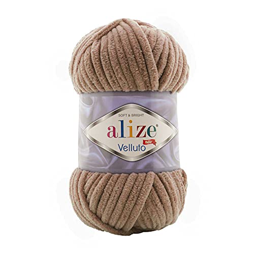 Alize Velluto – 100g Mikropolyester, Samtig Weiches Plüschgarn zum Stricken & Häkeln, Flauschige Wolle für Decken, Kissen, Amigurumi & Kleidung (329) von OZYOL