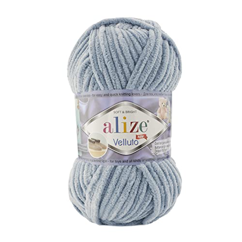 Alize Velluto – 100g Mikropolyester, Samtig Weiches Plüschgarn zum Stricken & Häkeln, Flauschige Wolle für Decken, Kissen, Amigurumi & Kleidung (428) von OZYOL