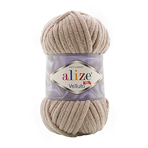 Alize Velluto – 100g Mikropolyester, Samtig Weiches Plüschgarn zum Stricken & Häkeln, Flauschige Wolle für Decken, Kissen, Amigurumi & Kleidung (530) von OZYOL