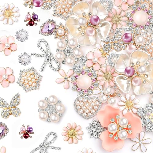 Strass-Knöpfe, Kunstperlen-Verzierungen, Schmetterlings-Blumenknöpfe, flache Rückseite, Blumen-Strass-Anhänger für Schmuckherstellung, DIY, Dekoration, Kleidung, Tasche, Schuhe, Bastelzubehör (54 Strass-Knöpfe, Kunstperlen-Verzierungen, Schmetterlings-Blumenknöpfe, flache Rückseite, Blumen-Strass-Anhänger für Schmuckherstellung, DIY, Dekoration, Kleidung, Tasche, Schuhe, Bastelzubehör (54 von OZYXYZO