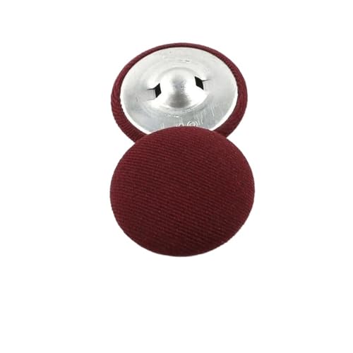 20 Stück Knopfstoff mit Metallknöpfen for Kleider, Nähknöpfe, Kleidungsdekorationsknöpfe (Color : Wine red, Size : 10MM) von OZZYW