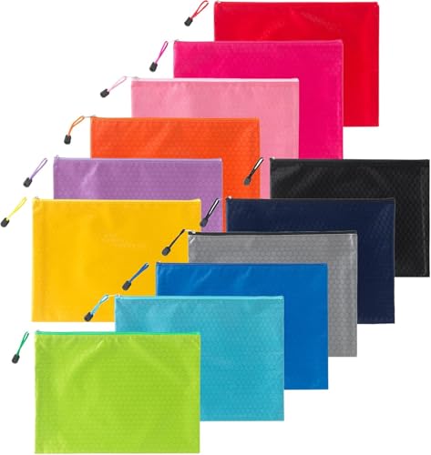 Dokumententasche Aktentasche Mehrfarbig Reißverschluss Oxford, für Büro Schulreise Zubehör, Mehrfarbig, für Büro, Schule und Reise-12 Stück (multicolor, B5 new) von Oaimyy