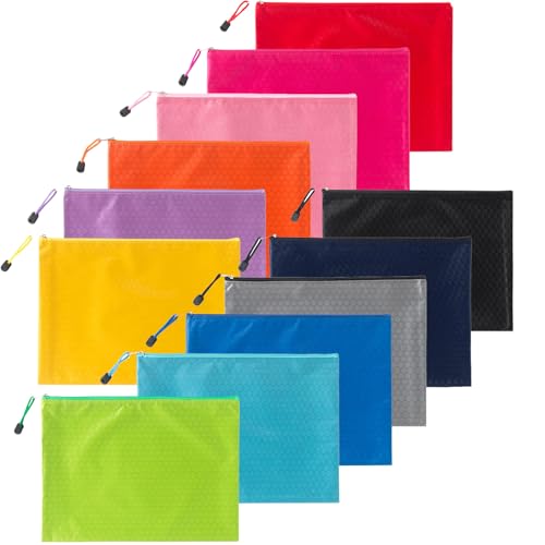 Oaimyy-A6(16 * 12 cm) Dokumententasche Aktentasche Mehrfarbig Reißverschluss Oxford, für Büro Schulreise Zubehör, Mehrfarbig, für Büro, Schule und Reise-12 Stück Multicolor von Oaimyy